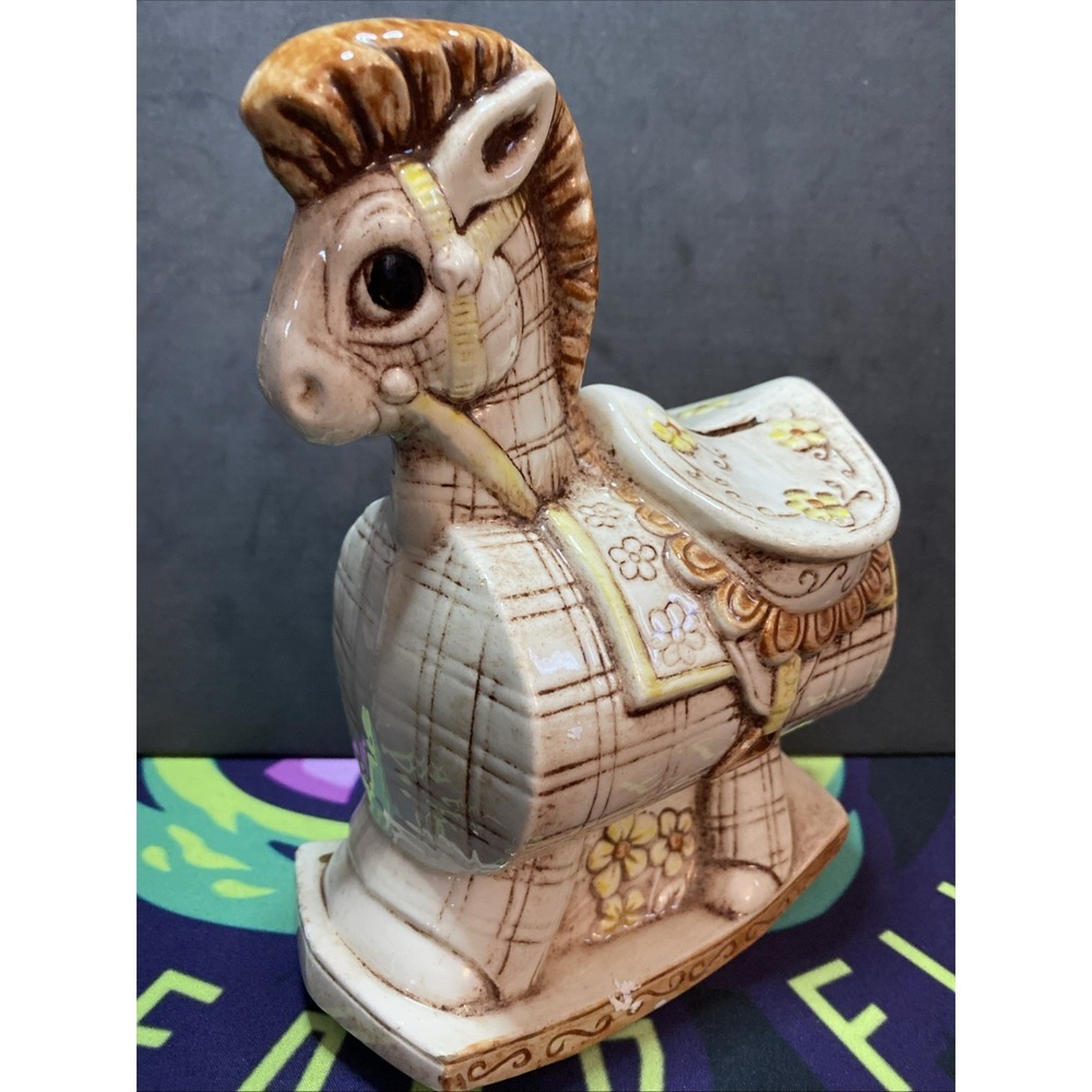 Vintage Treasure Craft Rocking Horse Ceramic 12.5" Piggy Bank  1970's